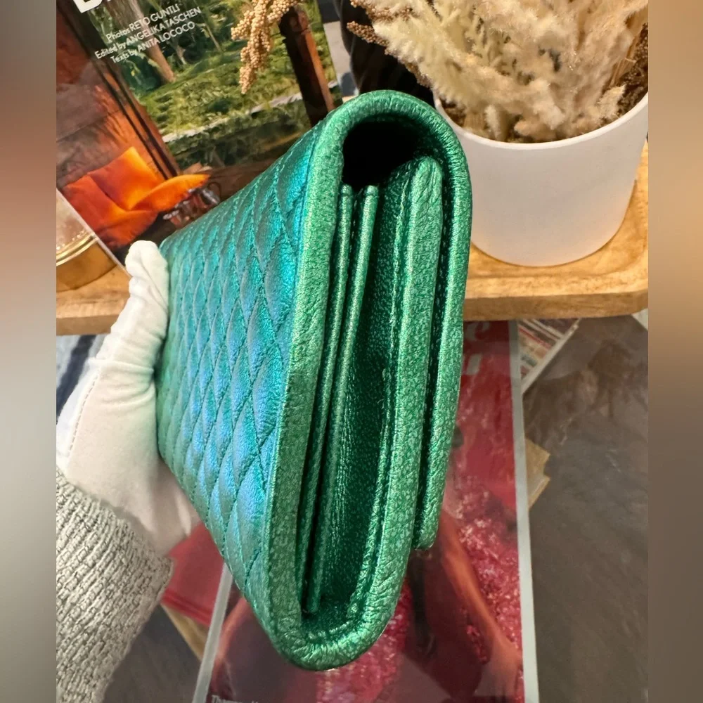 Gucci Green Long Wallet with Horsebit GG